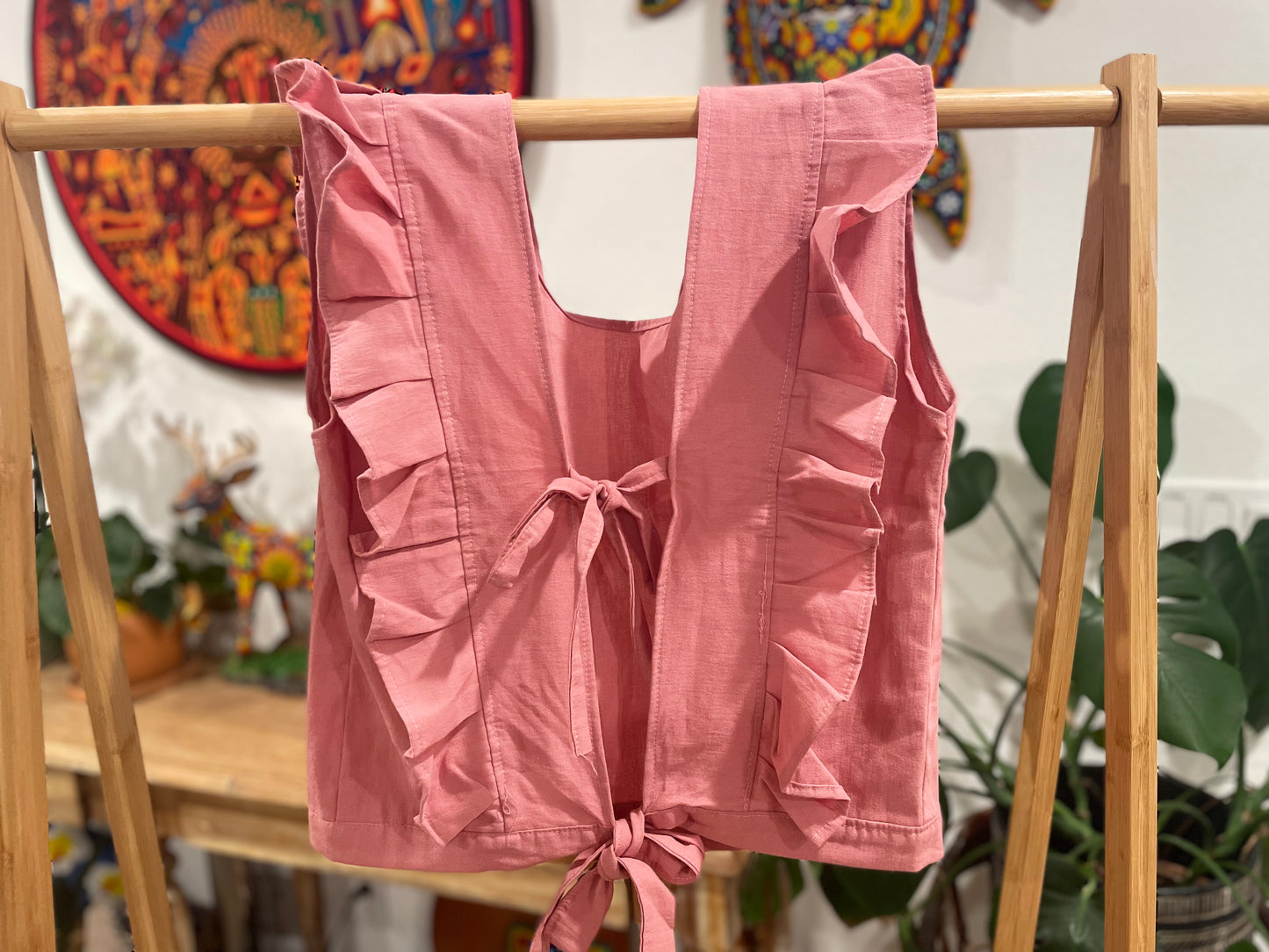 Oaxaca Ruffle Cotton Blouse | String Back