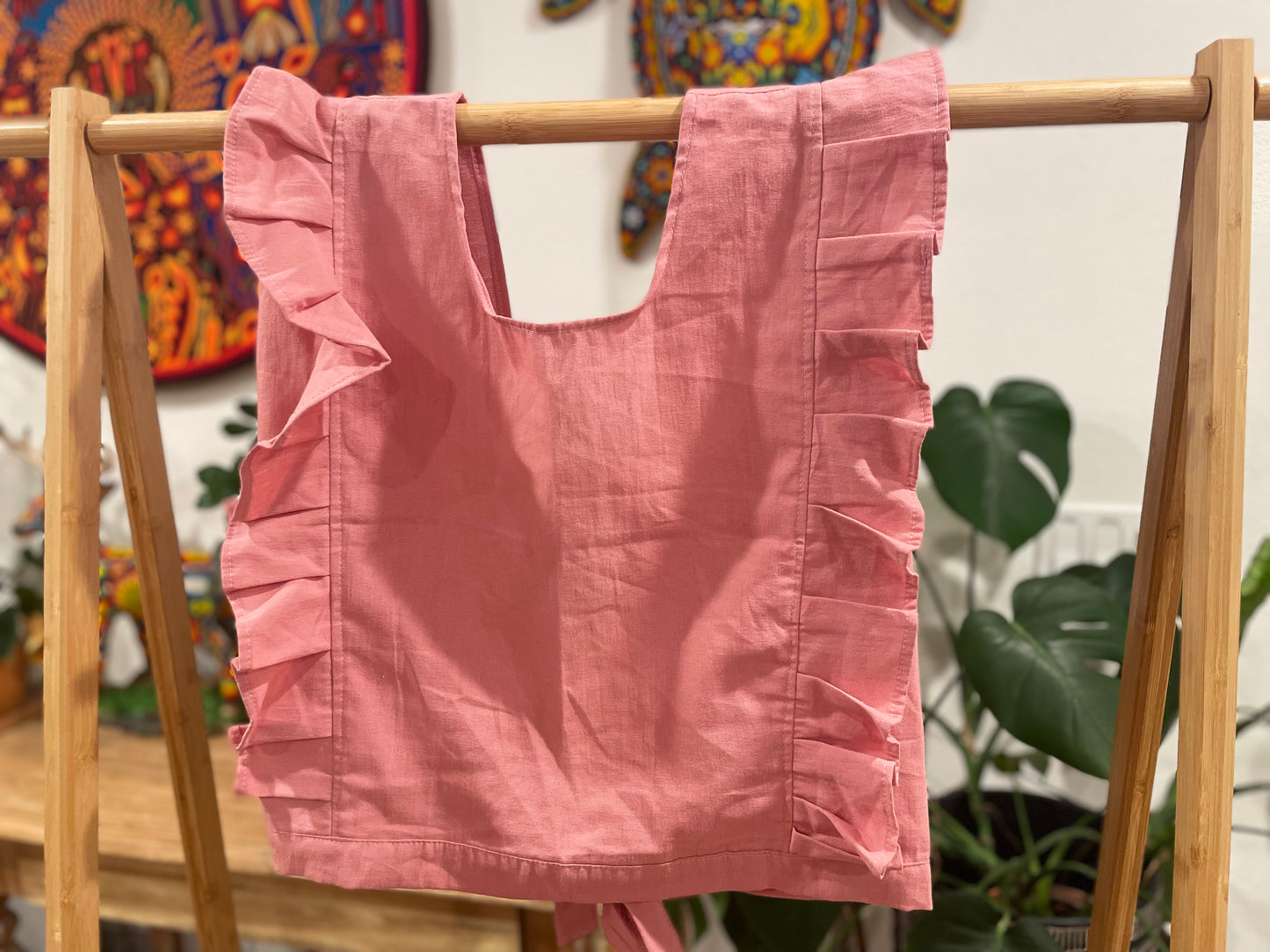 Oaxaca Ruffle Cotton Blouse | String Back