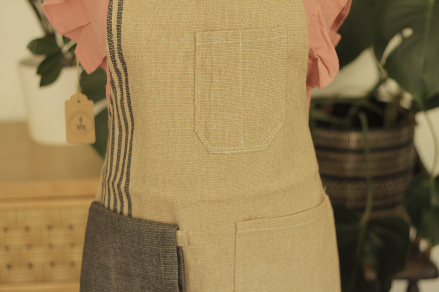 Pedal Loom Cotton Apron | Cafecito Crema