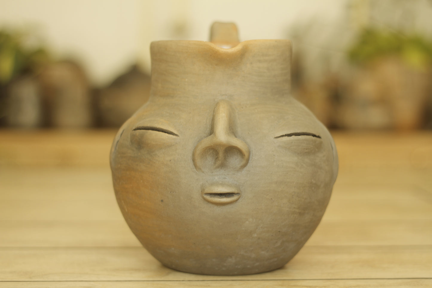 Zapotec Face Clay Pitcher Chocolatero | Jarra | XLrg