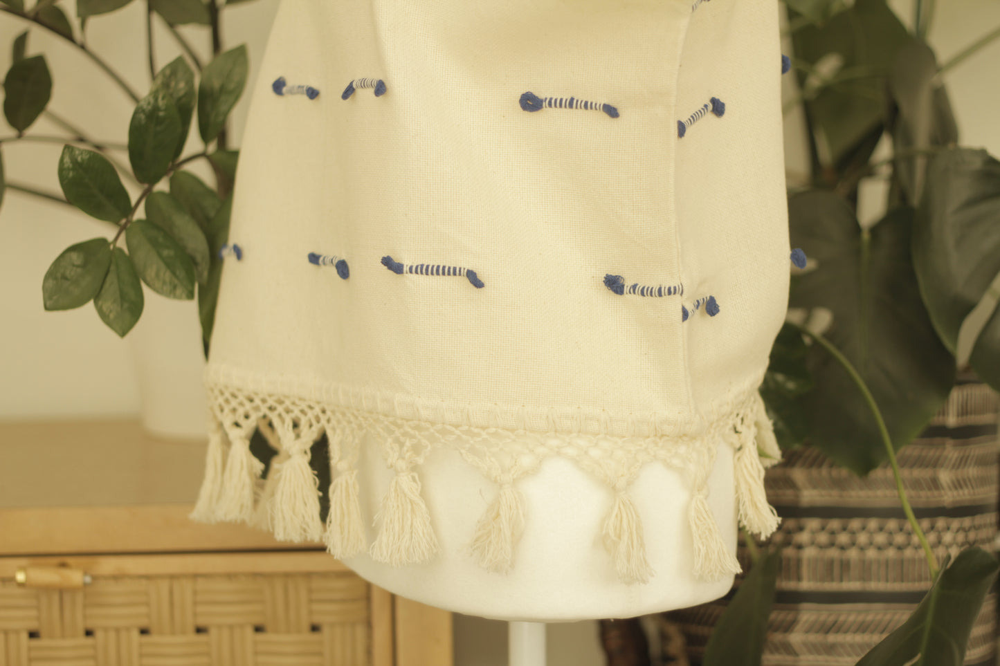 Crema Huipil Crop Top| Royal Blue