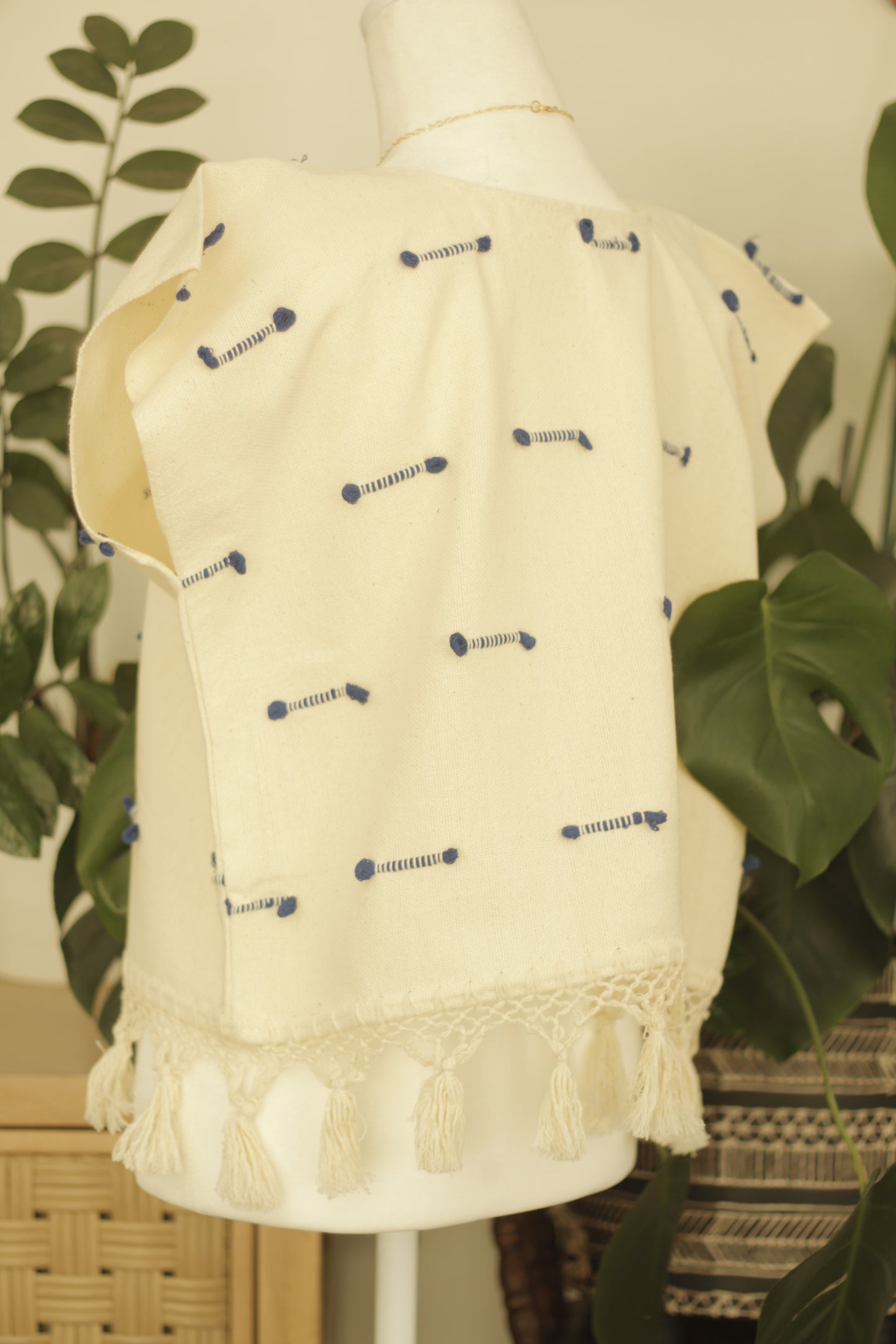 Crema Huipil Crop Top| Royal Blue