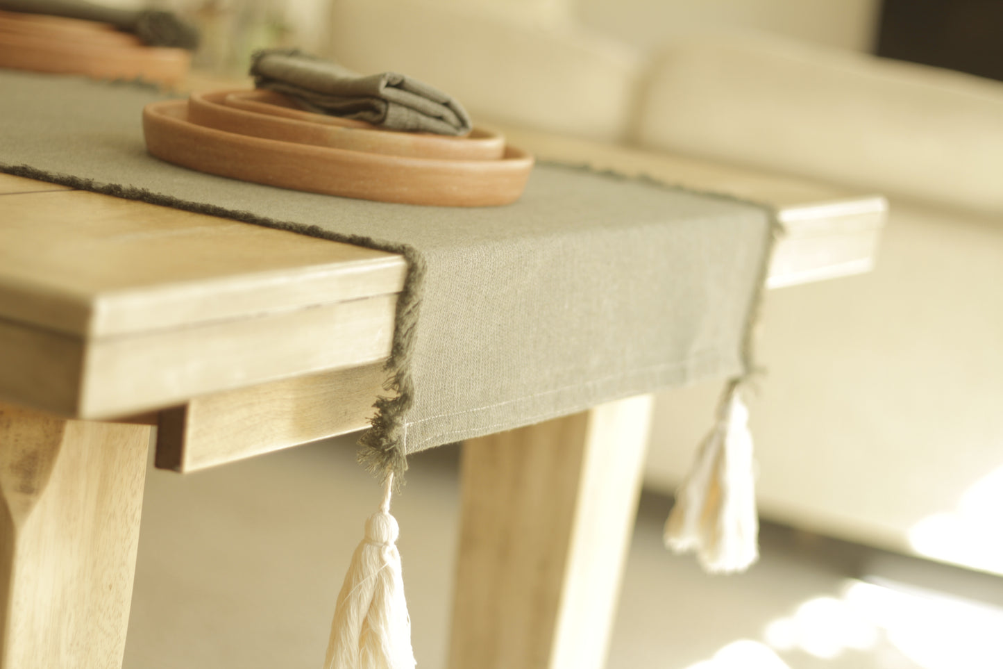 Table Runner with Tassles | Verde Bosque