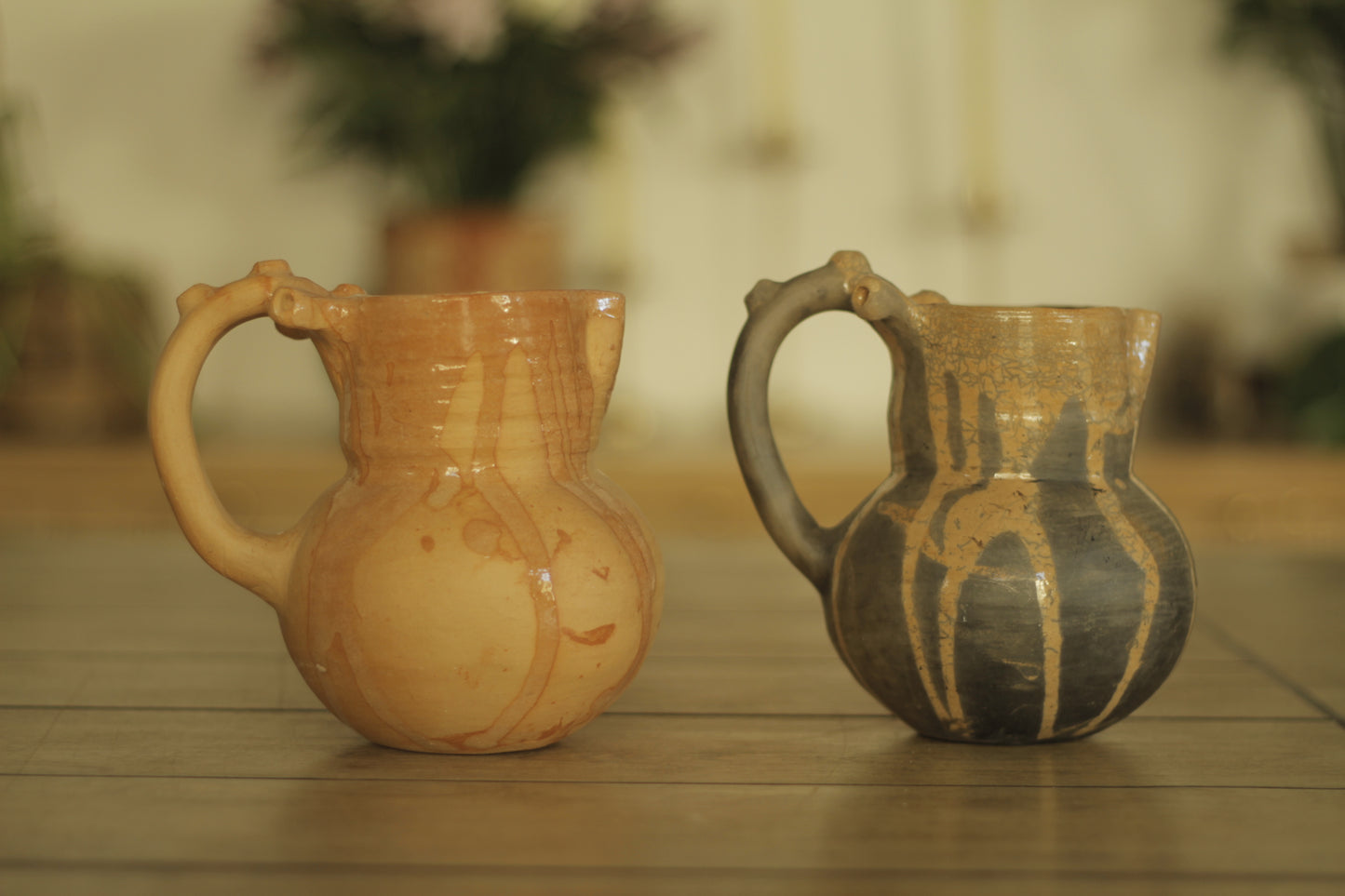 Semi-Glazed Veined Heart Pitcher Jarra | Small