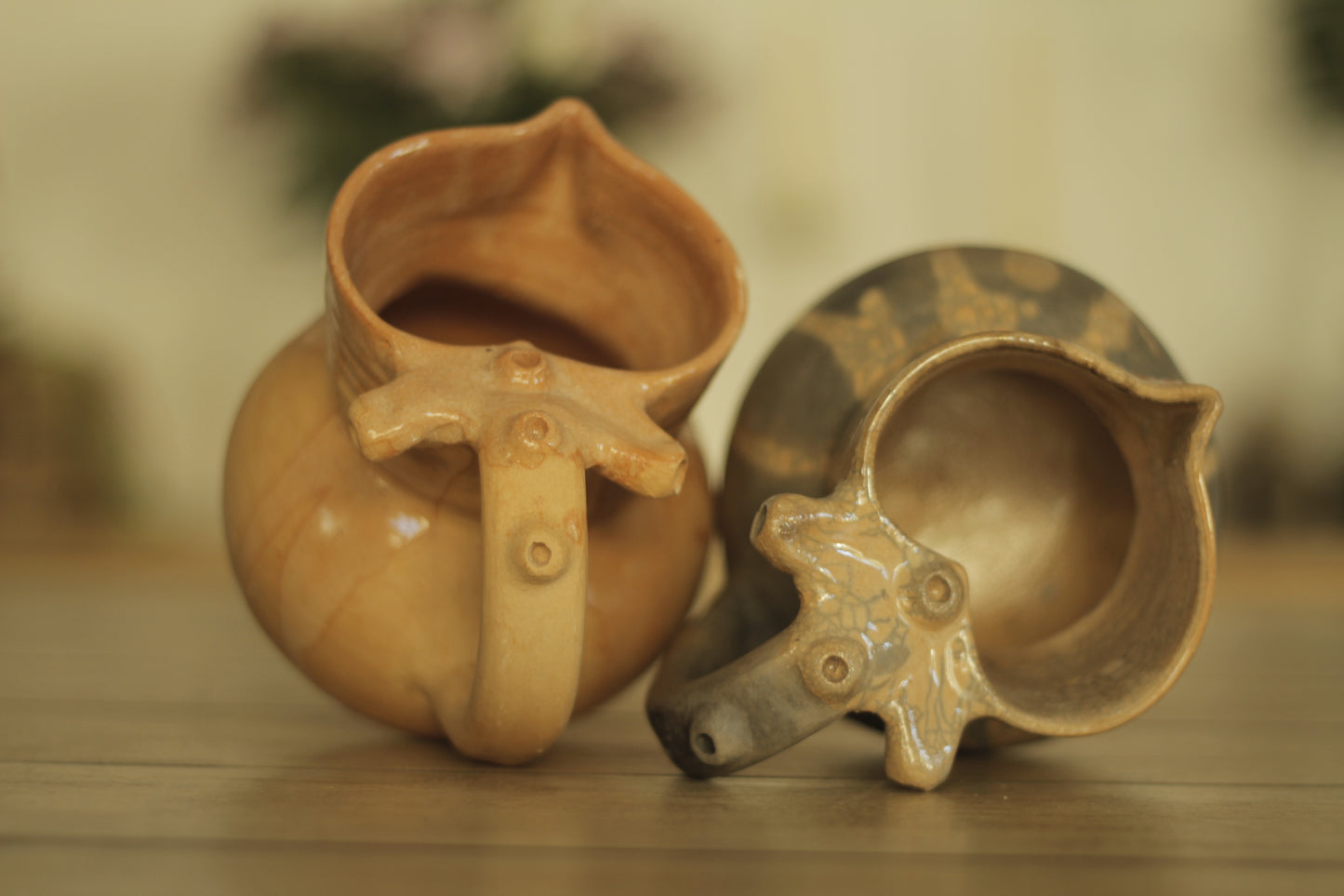 Semi-Glazed Veined Heart Pitcher Jarra | Small