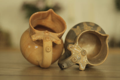 Semi-Glazed Veined Heart Pitcher Jarra | Small