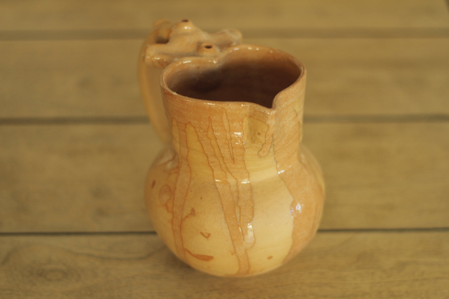 Semi-Glazed Veined Heart Pitcher Jarra | Small