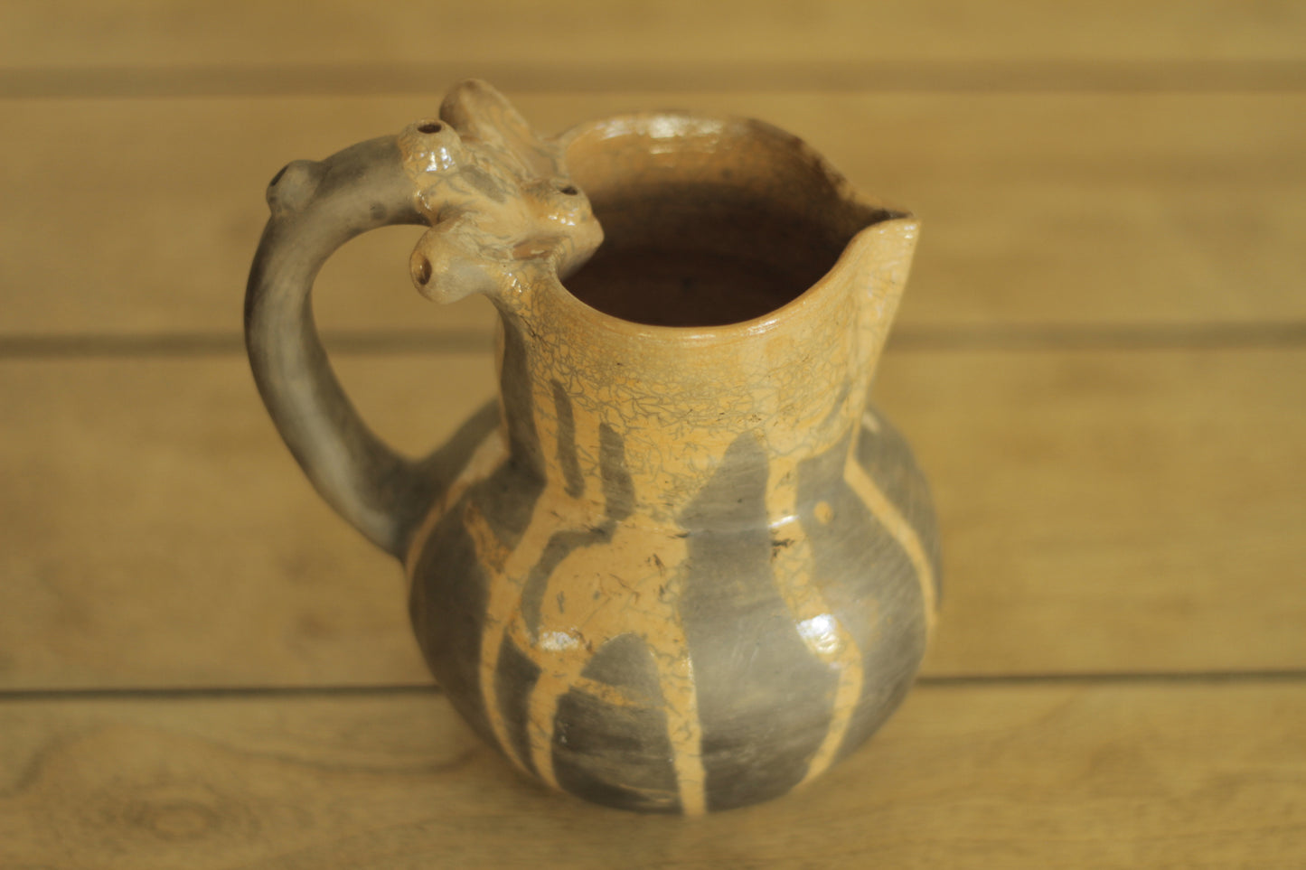 Semi-Glazed Veined Heart Pitcher Jarra | Small