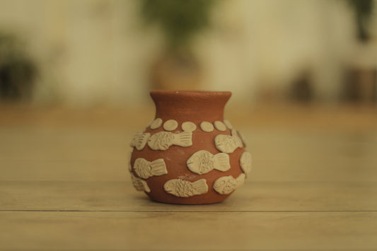 Mini Embroidered Fish Vase | Red