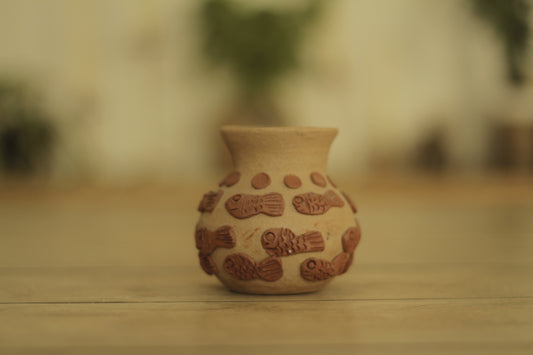 Mini Embroidered Fish Vase | Natural