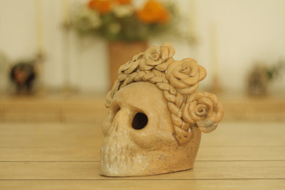 Atzompa Skull Roses | Glazed