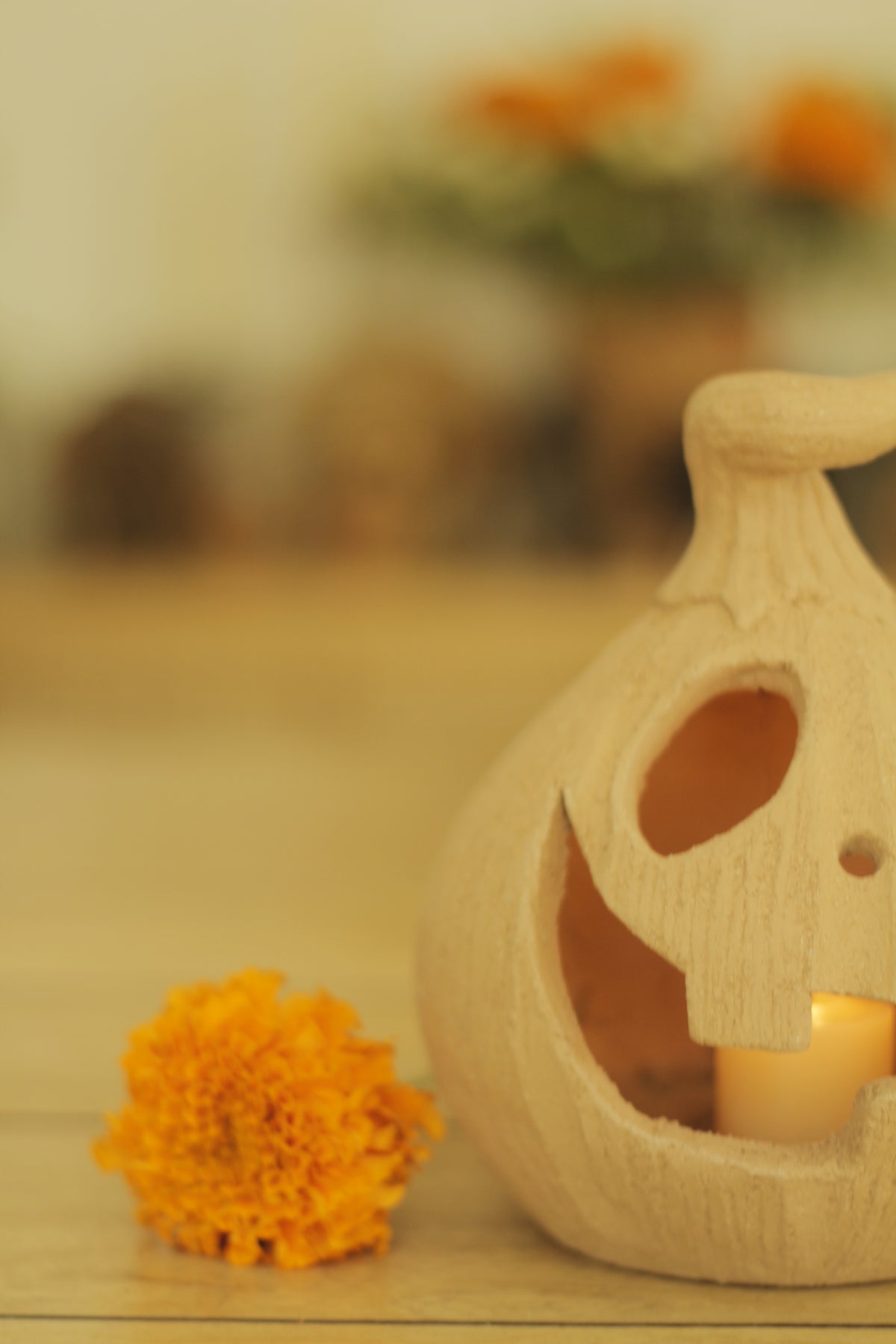 Clay Pumpkin Lantern | C