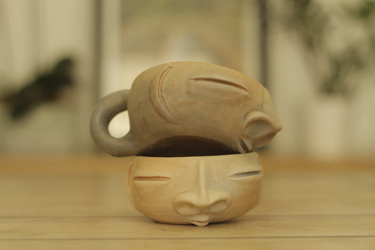 Zapotec Face Short Mug | Natural Tone