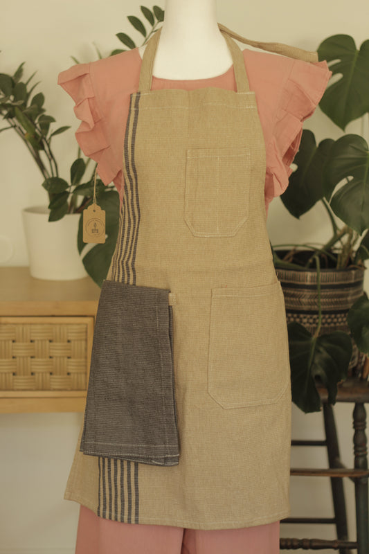 Pedal Loom Cotton Apron | Cafecito Crema