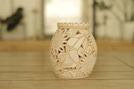 Clay Tucan Flower Vase