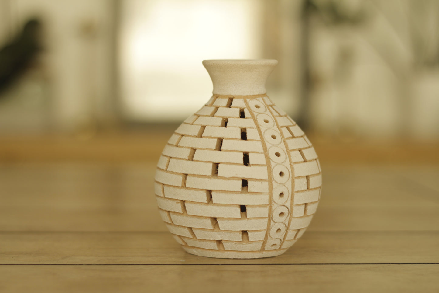 Clay Geometric Tapered Neck Vase