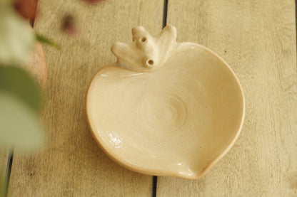 Veined Heart Plate Isabel Natural Glazed