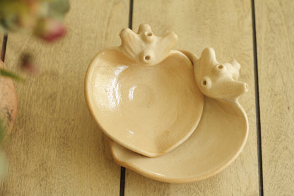 Veined Heart Plate Isabel Natural Glazed