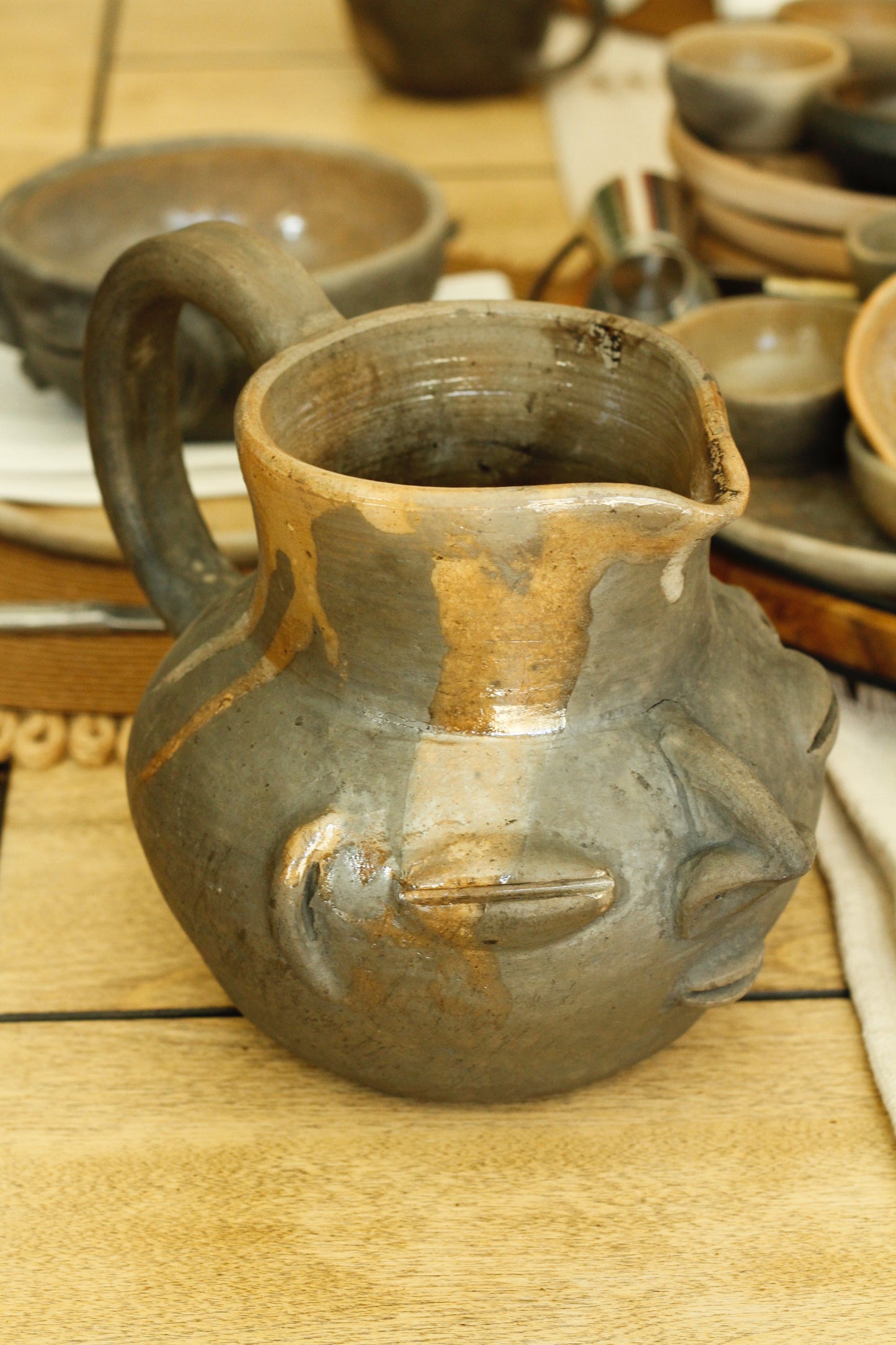 Zapotec Face Clay Pitcher | Chocolatero| Jarra | Medium