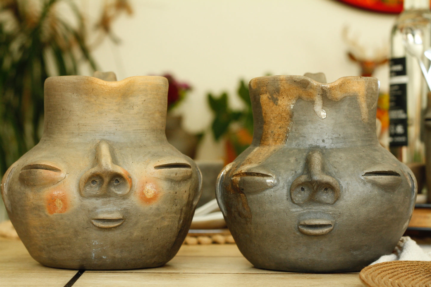 Zapotec Face Clay Pitcher | Chocolatero| Jarra | Medium