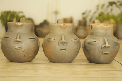 Zapotec Face Clay Pitcher Chocolatero | Jarra | XLrg