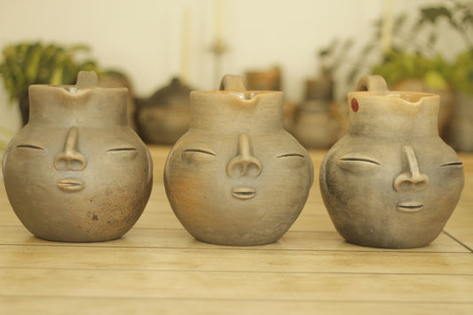 Zapotec Face Clay Pitcher Chocolatero | Jarra | XLrg