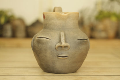 Zapotec Face Clay Pitcher Chocolatero | Jarra | XLrg