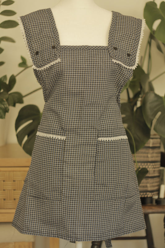Elena Apron | Black & Blue Size 38)