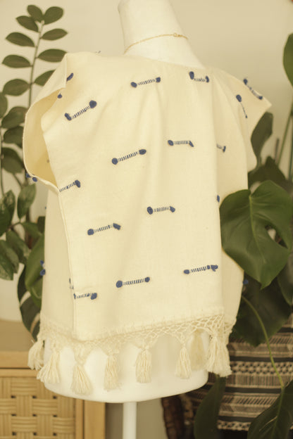 Crema Huipil Crop Top| Royal Blue