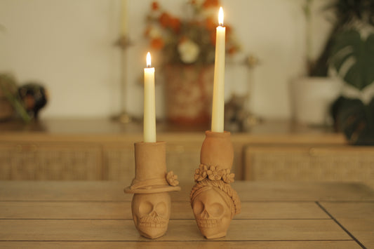 Calavera Teresita & Jose Candleholder