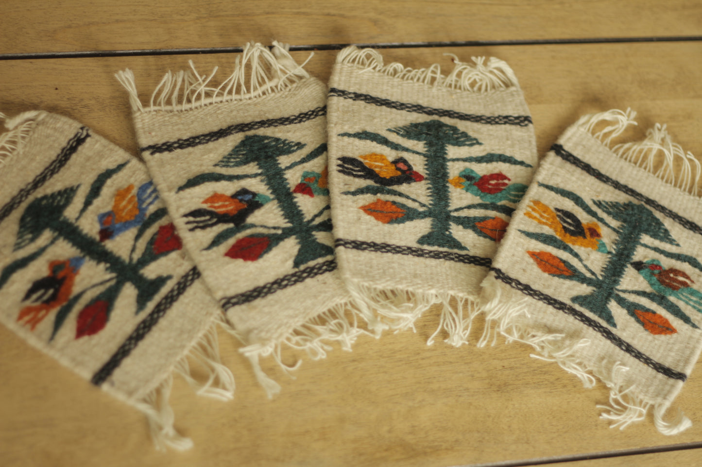 Wool Coaster Pajaritos White