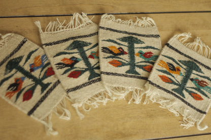 Wool Coaster Pajaritos White