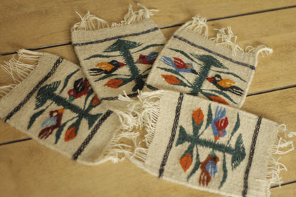 Wool Coaster Pajaritos White