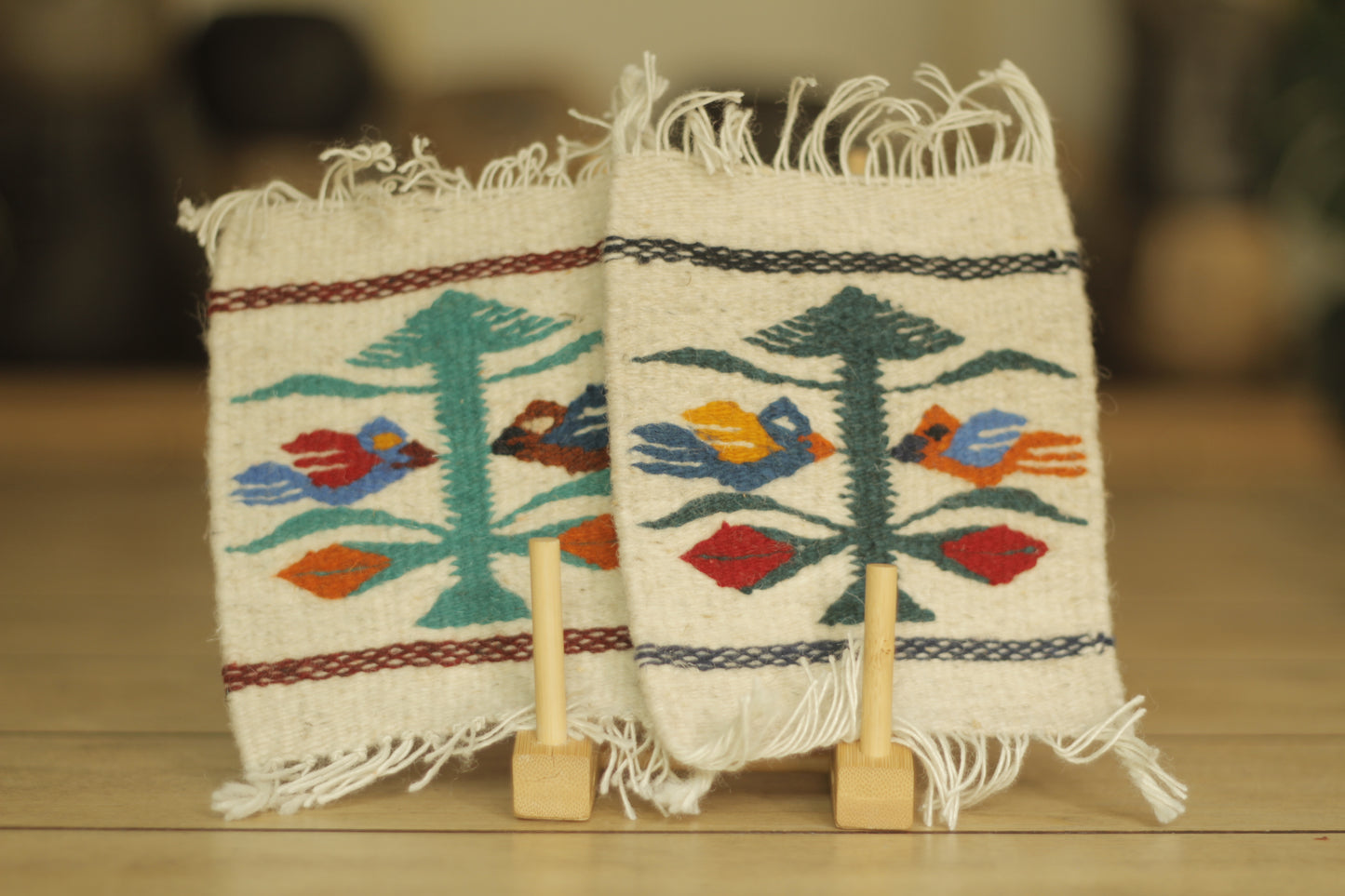 Wool Coaster Pajaritos White