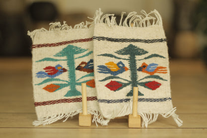 Wool Coaster Pajaritos White